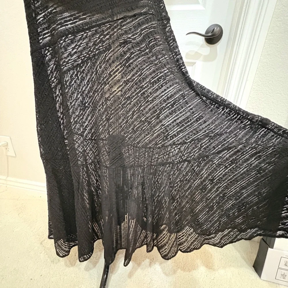 Free People Black Love Story Lace Maxi Slip Dress with Texture Small - Picture 7 of 8
